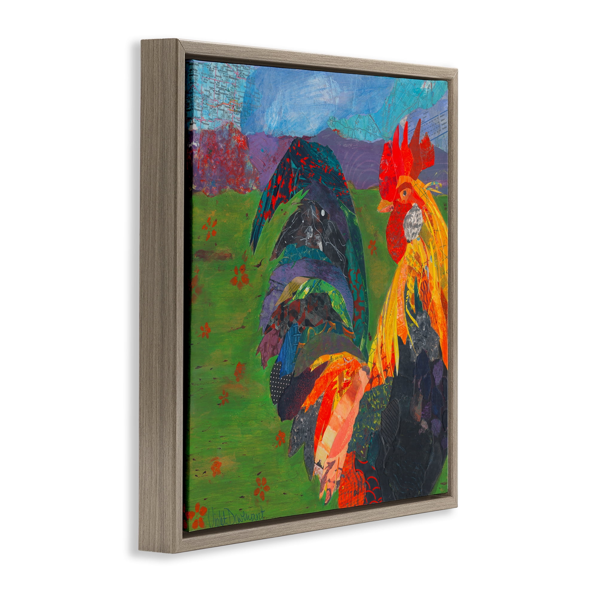 Stupell Industries Expressive Farm Rooster Animals Painting Brown Floater Framed Canvas Art Print Wall Art, 25 x 25