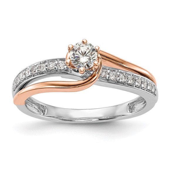 Auriga Fine Jewelry 10K Two-tone Gold Lab Grown Diamond Complete By-Pass Engagement Ring for Women Size- 7
