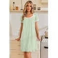 thumbnail image 4 of Ekouaer Nightgowns for Women Lace Trim Sleep Shirts Short Sleeve Night Shirts With Pockets Night Gown Ruffled Sleep Dress, 4 of 6