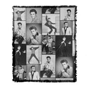 Elvis Blanket, 50"x60" Photo Collage Woven Tapestry Cotton Blend Fringed Throw Blanket