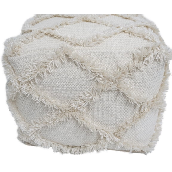Home&Manor Wool Cotton Assisi Cube Pouf