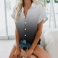 thumbnail image 2 of XFLWAM Womens Casual Short Sleeve Button Down Shirts Summer Cotton Solid Color Top Blouses with Pockets Gray XXL, 2 of 5
