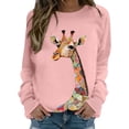 thumbnail image 4 of Women's Fashion Giraffe Print Drop Shoulder Sweatshirt Hoodless Pullover Top Plus Size Casual Comfortable Soft Long Sleeve Tunic Blouse, 4 of 4