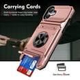 thumbnail image 5 of Designed for iPhone 16 Case Hidden with Card Holder & 360 Ring Stand/Kickstand, Hard PC + Soft TPU [Drop Protection] Heavy Duty Rugged Protective Cover For iPhone 16, Rosegold, 5 of 7