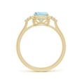 thumbnail image 2 of ANGARA Natural Cushion 1.2 ct Aquamarine Halo Ring with Trio Diamonds in 14K Yellow Gold for Women (Size-8x6mm) | March Birthstone, Anniversary, Jewelry Gift for Women | Natural Aquamarine Ring, 2 of 9