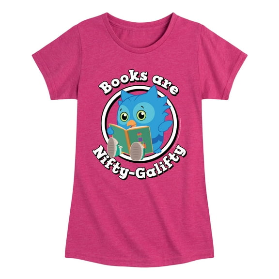 Daniel Tiger - Books Are A Hoot - Girls Toddler and Youth Fitted Short Sleeve Tee