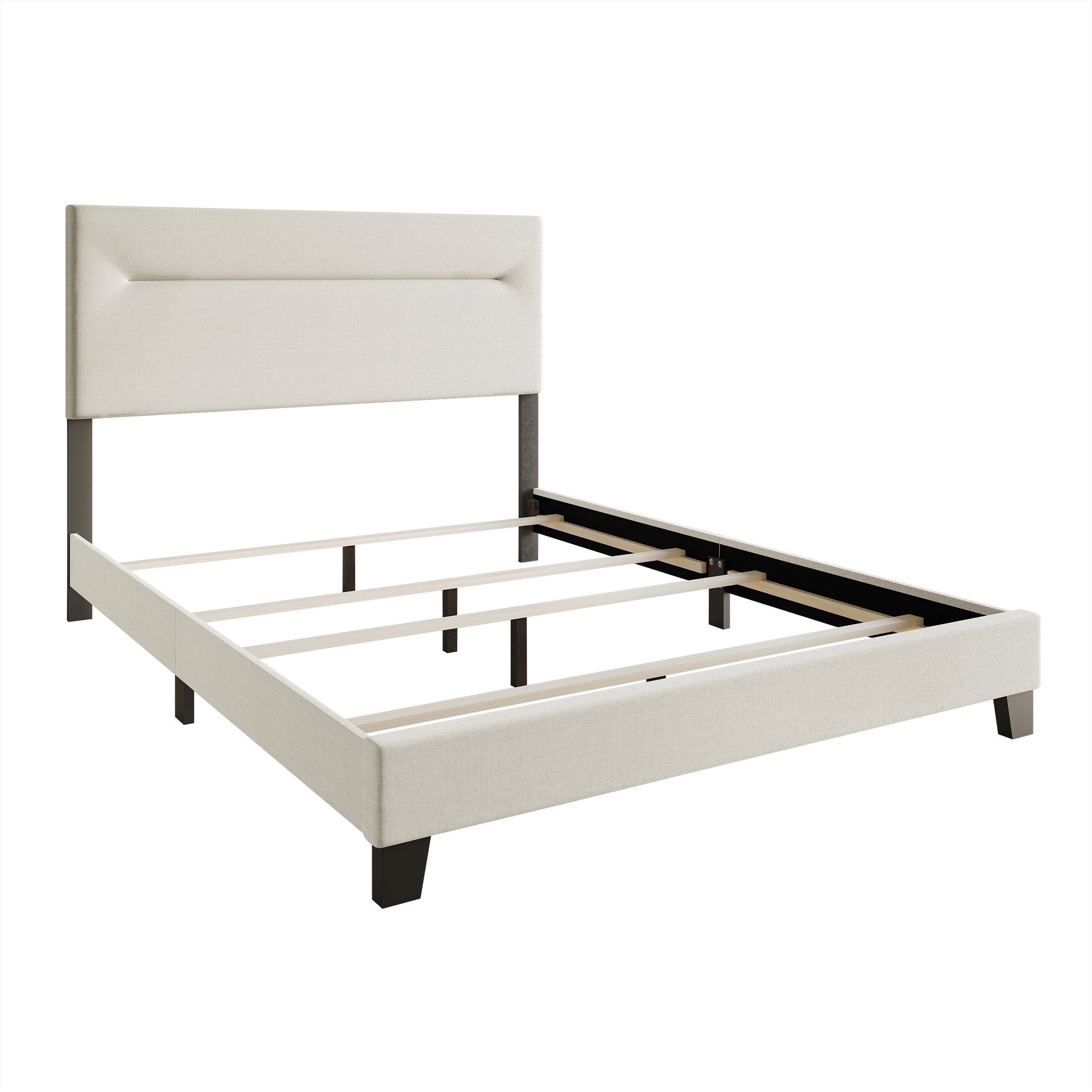 Castle Place Simple Linen Upholstered Full Bed, Beige