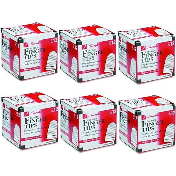 Swingline Rubber Finger Tips, Size 11 1/2, Medium, 12/Box (54035), 6 Pack