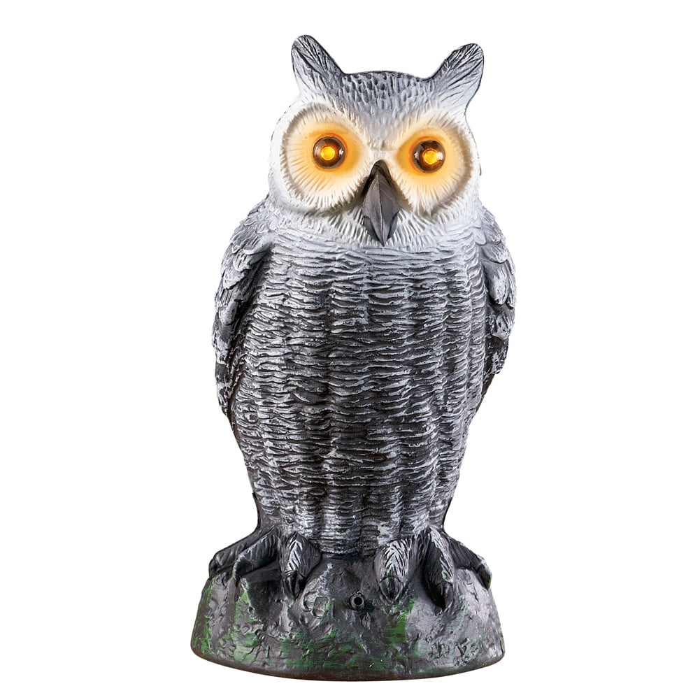 Collections Etc Motion Activated Light Up Owl Yard Statue with NoiseMaking Feature to Scare