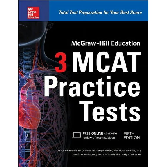 McGraw-Hill Education 3 MCAT Practice Tests, Third Edition, (Paperback)