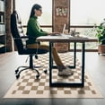 thumbnail image 5 of Office Chair Mat for Hardwood & Tile Floor,Boho Khaki White Checkered 48"x36" Low-Pile Computer Chair Mat for Rolling Chairs Carpet, Under Desk Non Slip Gaming Rug,Rubber Backing Large Protector Mat, 5 of 6