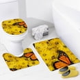 thumbnail image 2 of GZHJMY Bathroom Mat set of 3， Butterfly with Flowers 3 Pieces Bath Mats Set for Bathroom, Vintage Style Non-Slip Washable Cover Floor Rug Decorations for Kitchen Bathroom Bedroom, 2 of 6