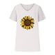 thumbnail image 4 of Camiseta de Manga Corta con Cuello en V con Impresión de Girasol, Algodón Casual Y Top de Cáñamo, 4 of 4