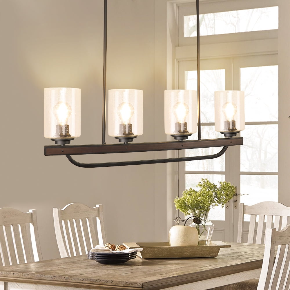 DingLiLighting Glass Pendant Light for Kitchen Island Adjustable Height