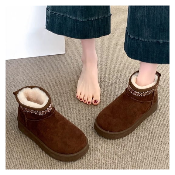 Classic Ultra Mini Snow Boots,Winter Boots Slippers for Women,Faux Fur Lined Slip On Ankle Winter Booties,Womens Warm No Slip Short Boot