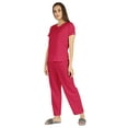 thumbnail image 3 of Inkmeso Womens 2Pcs Solid Nightwear Set Short Sleeves Top & Pajama Sets Soft Cotton Loungewear, 3 of 7