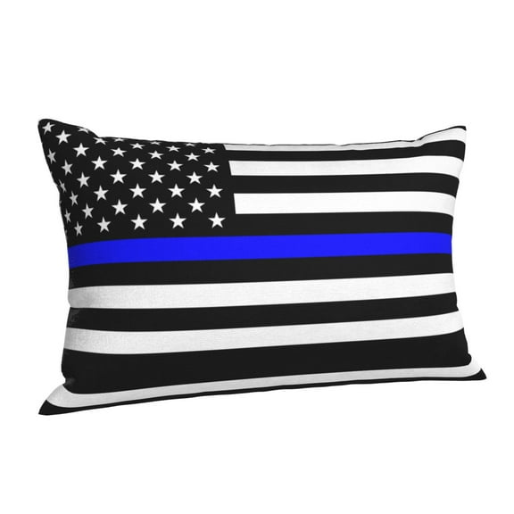 Police Thin Blue Line Flag Throw Pillow Cushion Cover Decorative Rectangle Pillow Case 20"x30"