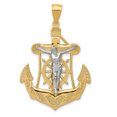 thumbnail image 1 of 14k Two Tone Gold Mariners Cross Necklace Charm Pendant Religious Mariner Crucifix, 1 of 6