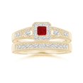 thumbnail image 4 of ANGARA Natural Aeon Square Ruby & Diamond Engagement Ring with Milgrain in 14K Yellow Gold for Women (Size-3mm) | July Birthstone, Anniversary, Jewelry Gift for Women | Natural Ruby Ring, 4 of 9