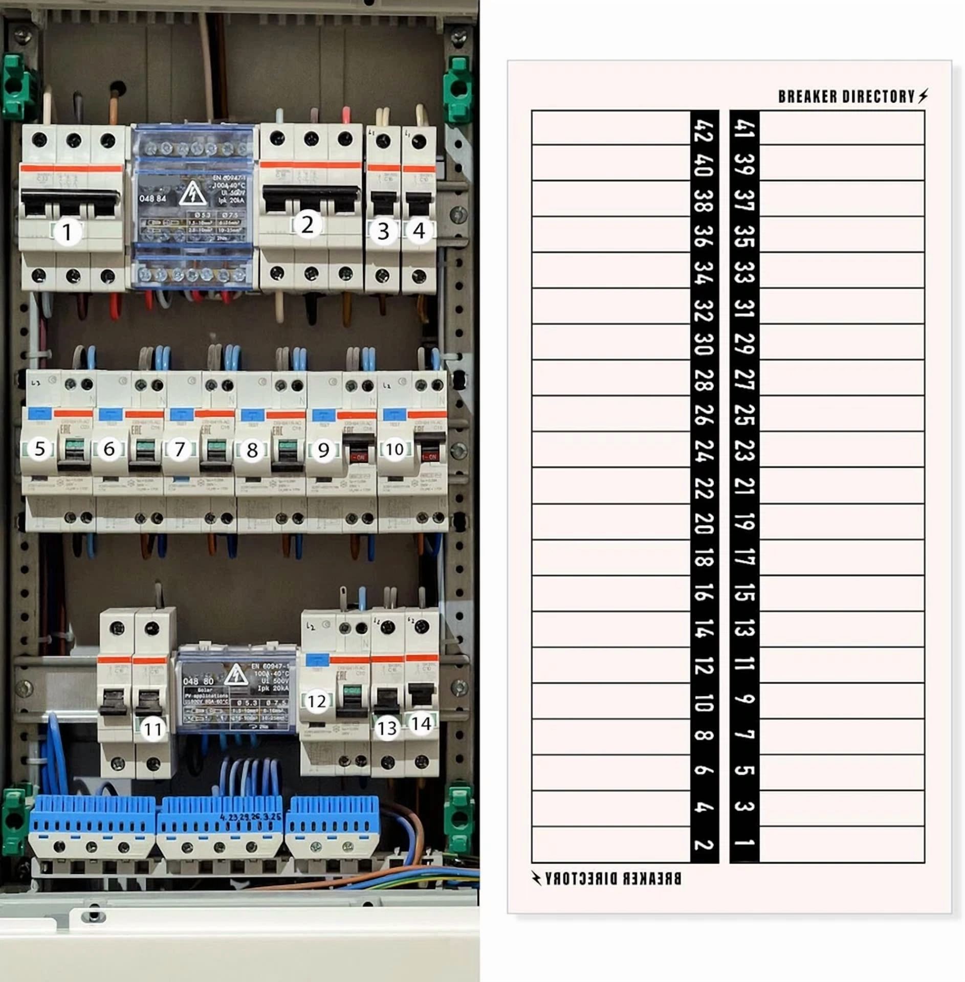 BUTTERFLY- 4 Sheets Breaker Panel Labels Electrical Box Sticker Numbers Reusable Adhesive