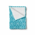 thumbnail image 2 of Blue and White Soft Flannel Fleece Blanket, Pattern with Antique Damask Vintage Venetian Curly Leaf Motifs Tile, Cozy Plush for Indoor and Outdoor Use, 70" x 90", Sky Blue and White, by Ambesonne, 2 of 6