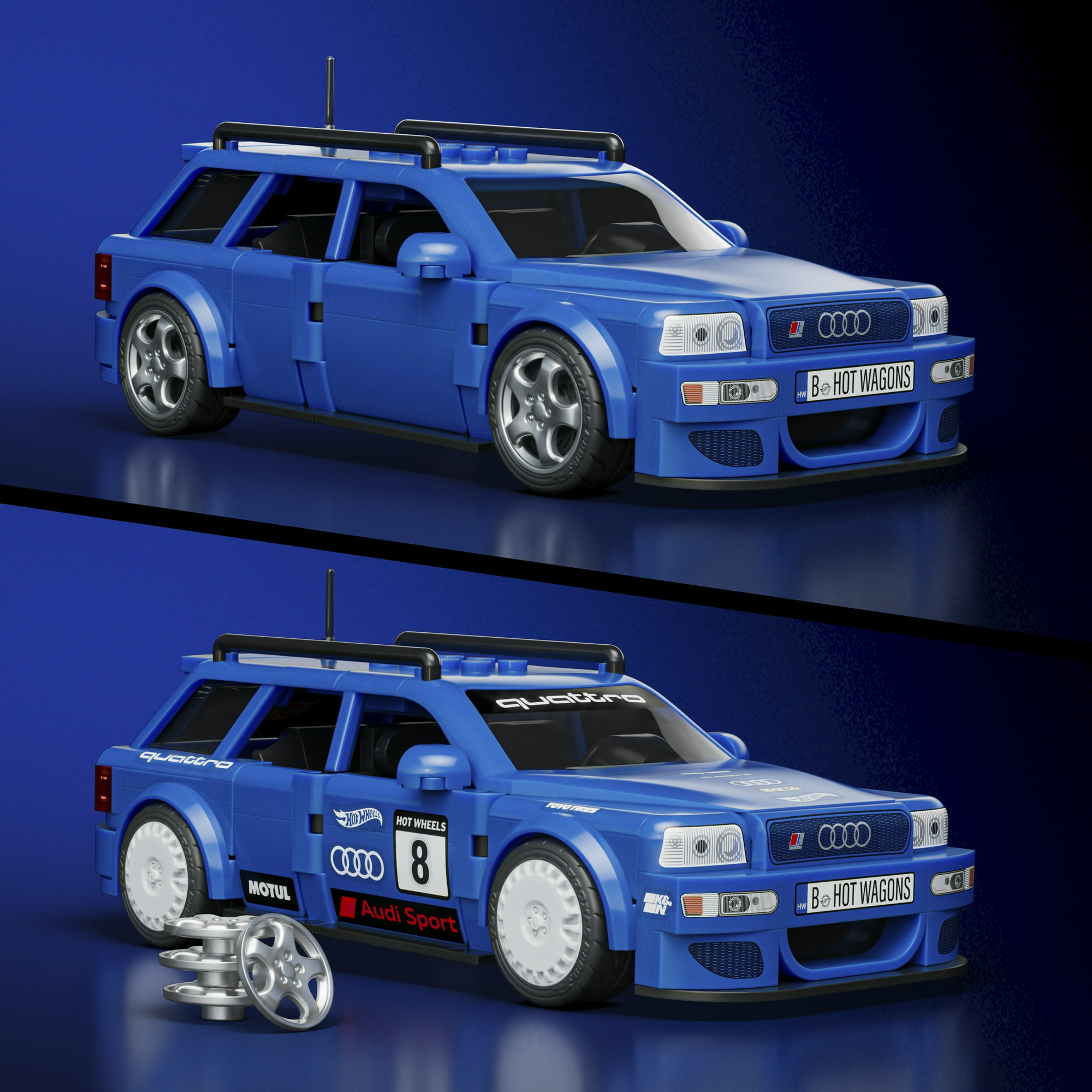 Hot Wheels 94 Audi Avant RS2 ビルディングセット Mattel Brick Shop Hot Wheels Speed Series Building Set, '94 Audi
