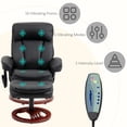 thumbnail image 3 of HOMCOM Recliner Chair with Ottoman, Electric Faux Leather Recliner with 10 Vibration Points and 5 Massage Mode, Swivel Reclining Chair with Wood Base, Remote Control and Side Pocket, Black, 3 of 9