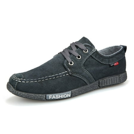Mens Boat Shoes - Men Canvas Lace Up Loafer Boat Shoes