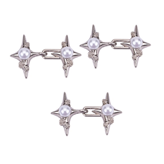 COOLHOOD Crossed Star Pearls Waist Tighten Pin for Pants Waist Cinching Button Clasp Brooch Clip Waist Fitness Clip Pin 3/6PCS