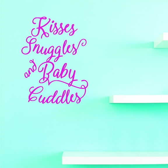 Vinyl Wall Decal Sticker : Kisses Snuggles And Baby Cuddles Home Decor Picture Art 14 x 28 Inches