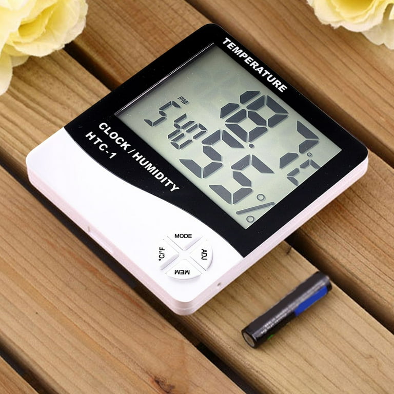 HTC-1 Digital LCD Thermometer Hygrometer Humidity Meter Room Indoor  Temperature Clock