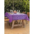 thumbnail image 2 of Outdoor Tablecloth with Umbrella Hole and Zipper, Boho Floral Rectangle Table Cloth 60x120 Inch Waterproof Tablecloth, Purple Flowers Vintage Bohemian Watercolor Picnic Table Cover for Patio Camping, 2 of 7