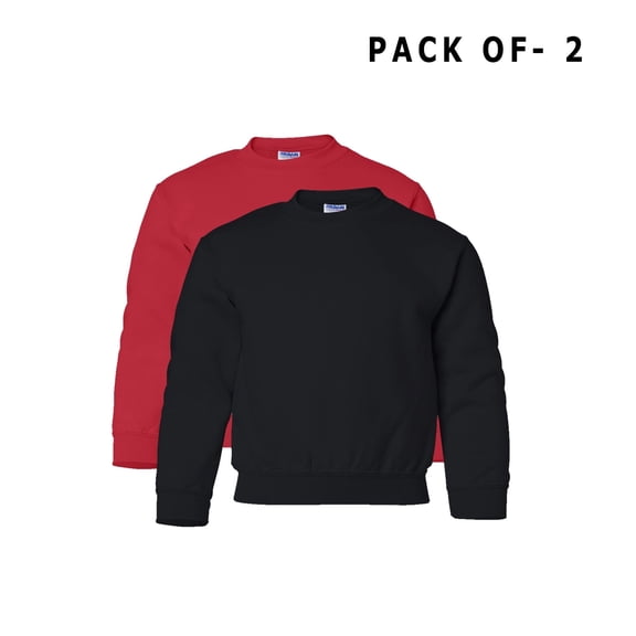 Gildan Heavy Blend Crewneck Sweatshirt for Youth | Assorted 8oz Long Sleeve Fleece Pullover Sweater, Size XS Pack of 2