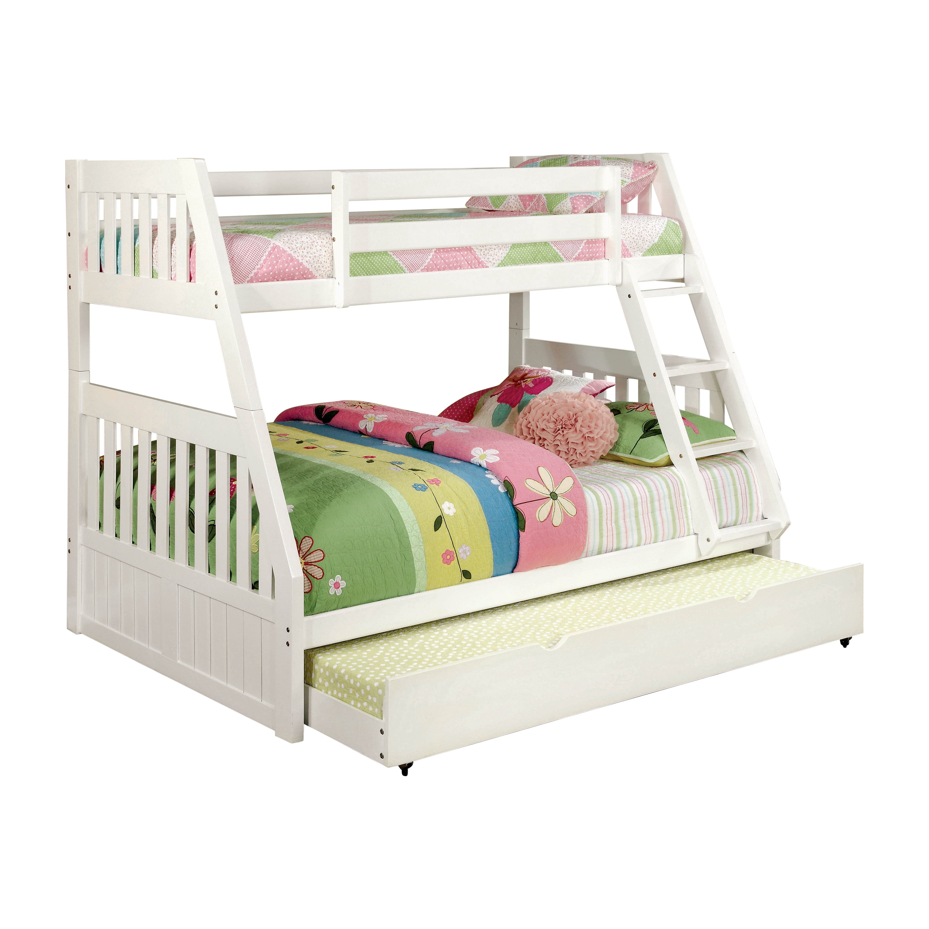 Furniture of America Jone Wood Bunk Bed, Twin/Full, White