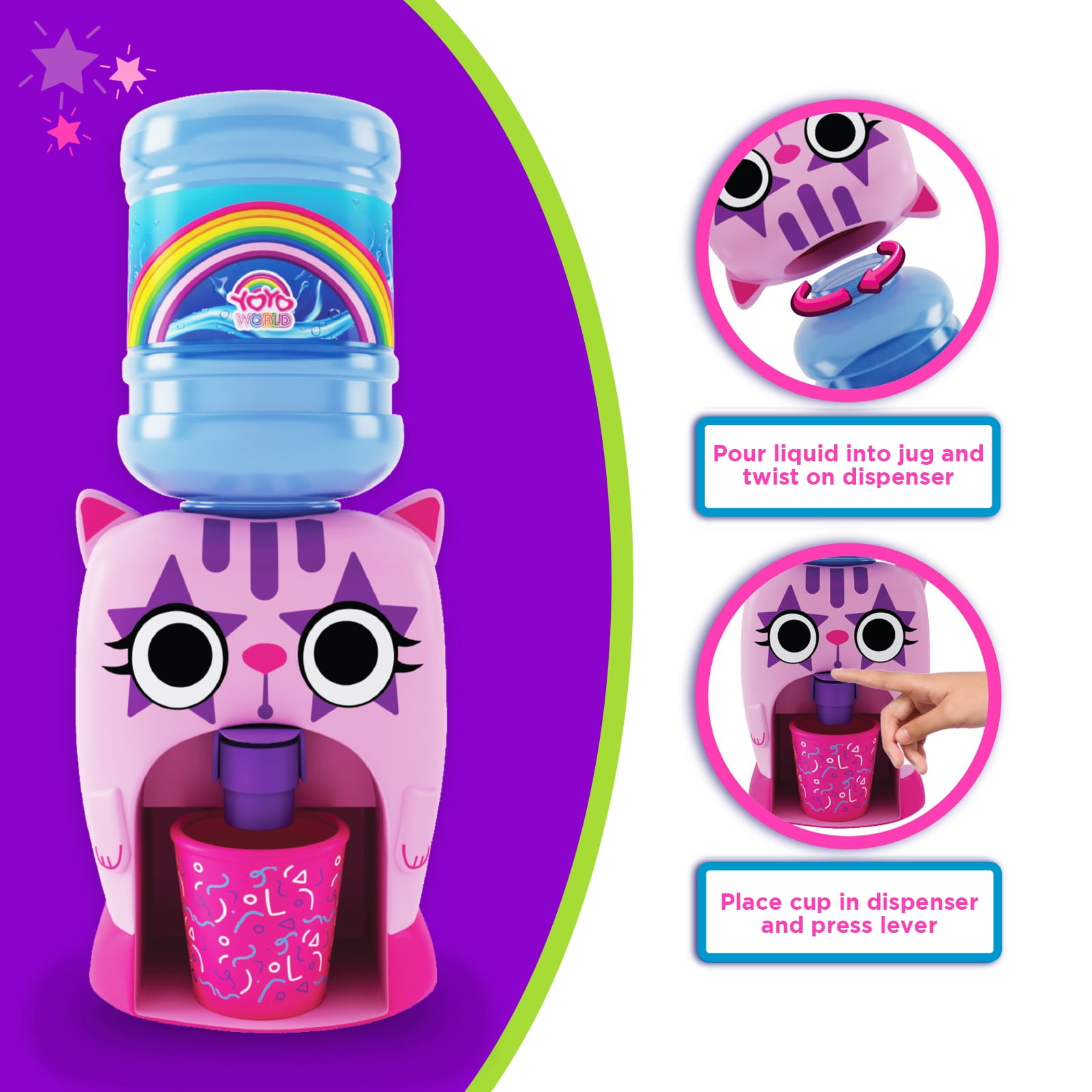 Yoyo World My Miniature Cooler Water Dispenser for Kids, Kitty Kat, Unisex