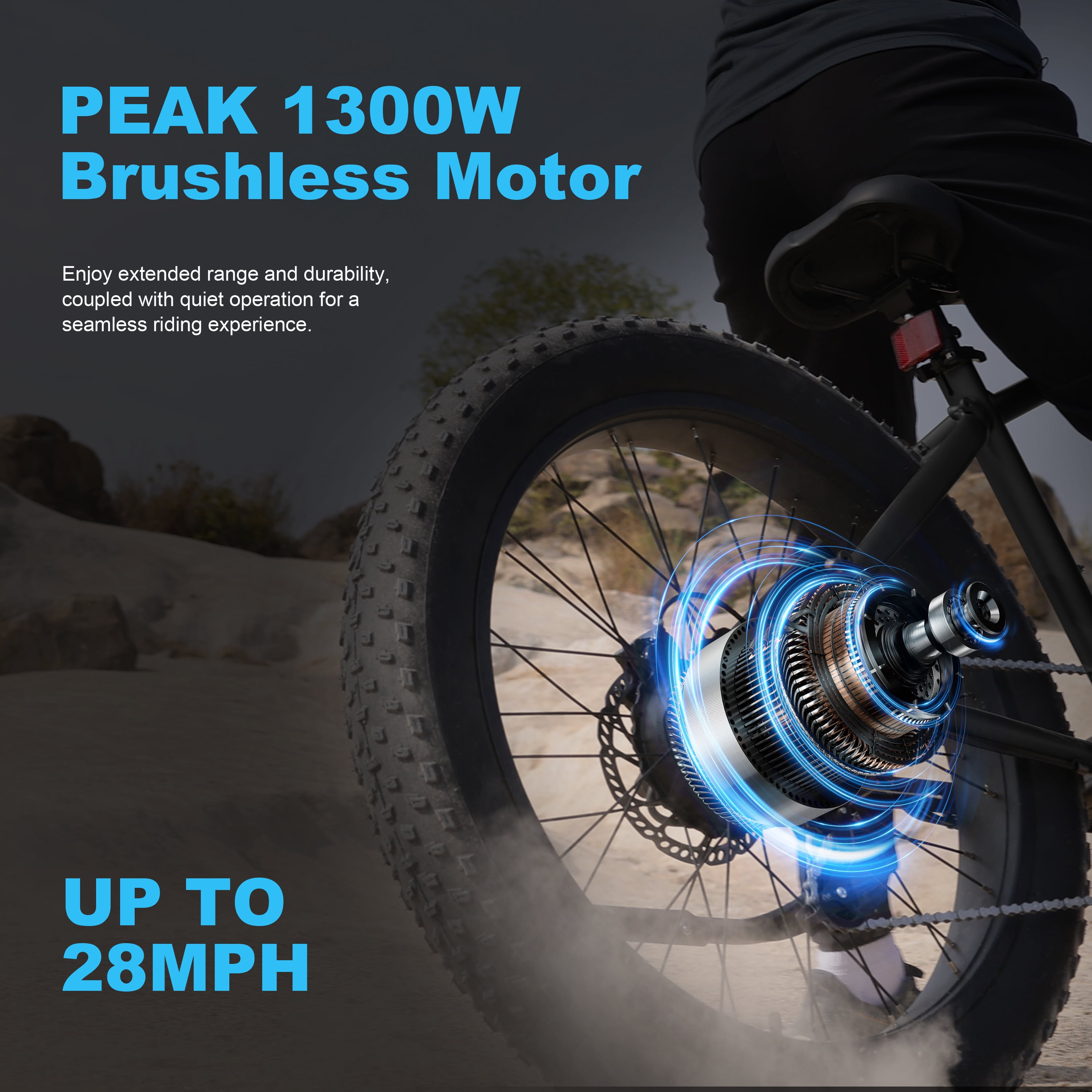 Actbest Ranger Electric Bicycle for Adults, 1400W Peak E-Bike 26" Fat Tire Electric Mountain Bike with 7-Speed, 28Mph (Black) with Mirror & Lock