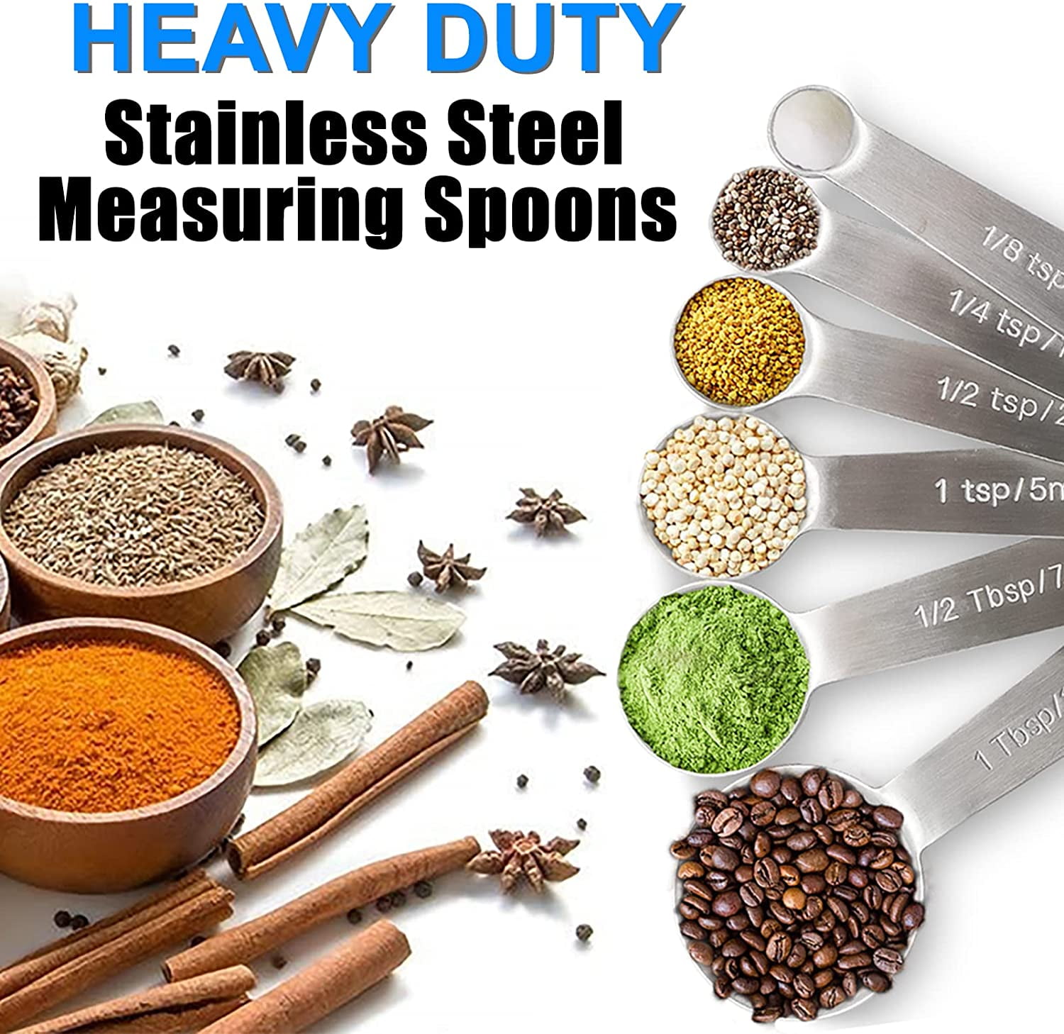 Smithcraft Measuring Spoons Set, 18/8 Stainless Steel Measuring Spoon Set 9  & Leveler, Metal Measuring Spoons for Baking, Kitchen Gadgets Measure