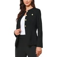 thumbnail image 4 of INSPIRE CHIC Elegant Work Blazer for Women's Collarless Button Down Long Sleeve Peplum Jackets M Black, 4 of 6
