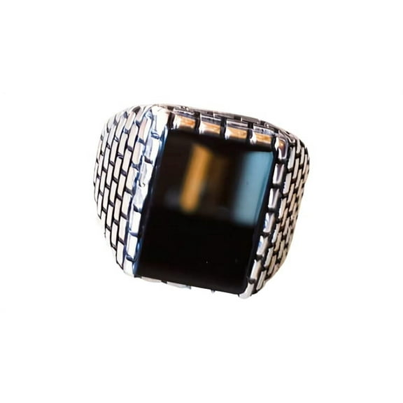 Black Onyx Ring, Oxidized Silver Jewelry, 925 Silver Ring, Father's Day, Flat Natural Black Onyx, December Birthstone Ring, Heavy Mens Ring, Spiritual Healing Gemstone, Christmas, Designer Mens Ring