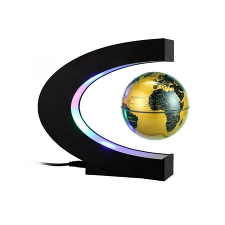 Anti Gravity Lamp Magnetic Levitation Floating World Map Globe C Shape Base Anti Gravity with LED Light Lamp for Kids Education Teaching Demo Home Office Desk Decoration (US Plug) ()