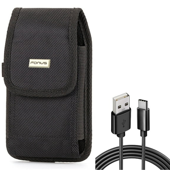 6ft USB-C Cable w Case Belt Clip for Samsung Galaxy S22 Ultra,S21,S21 Ultra,S21 S20 Ultra,S20 Plus,Ultra Fan Edition,Fan FE 5G - Type-C Charger Cord Power, Rugged Holster Canvas