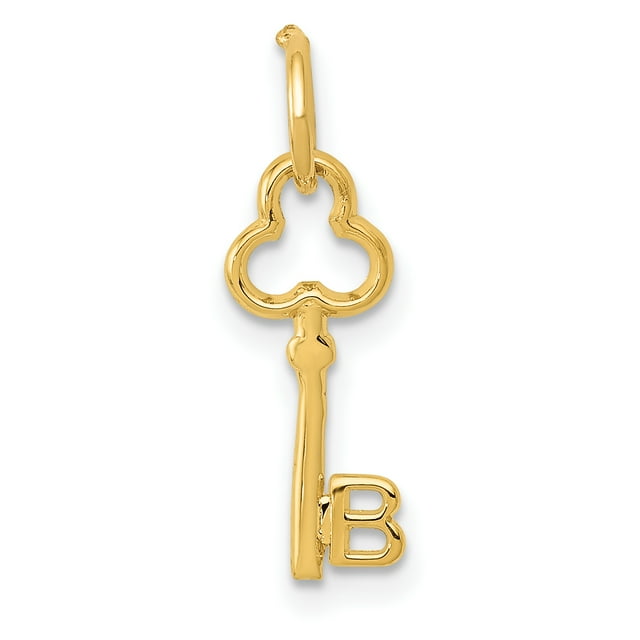 14k Yellow Gold Dainty Letter B Initial Name Monogram Necklace Charm Pendant