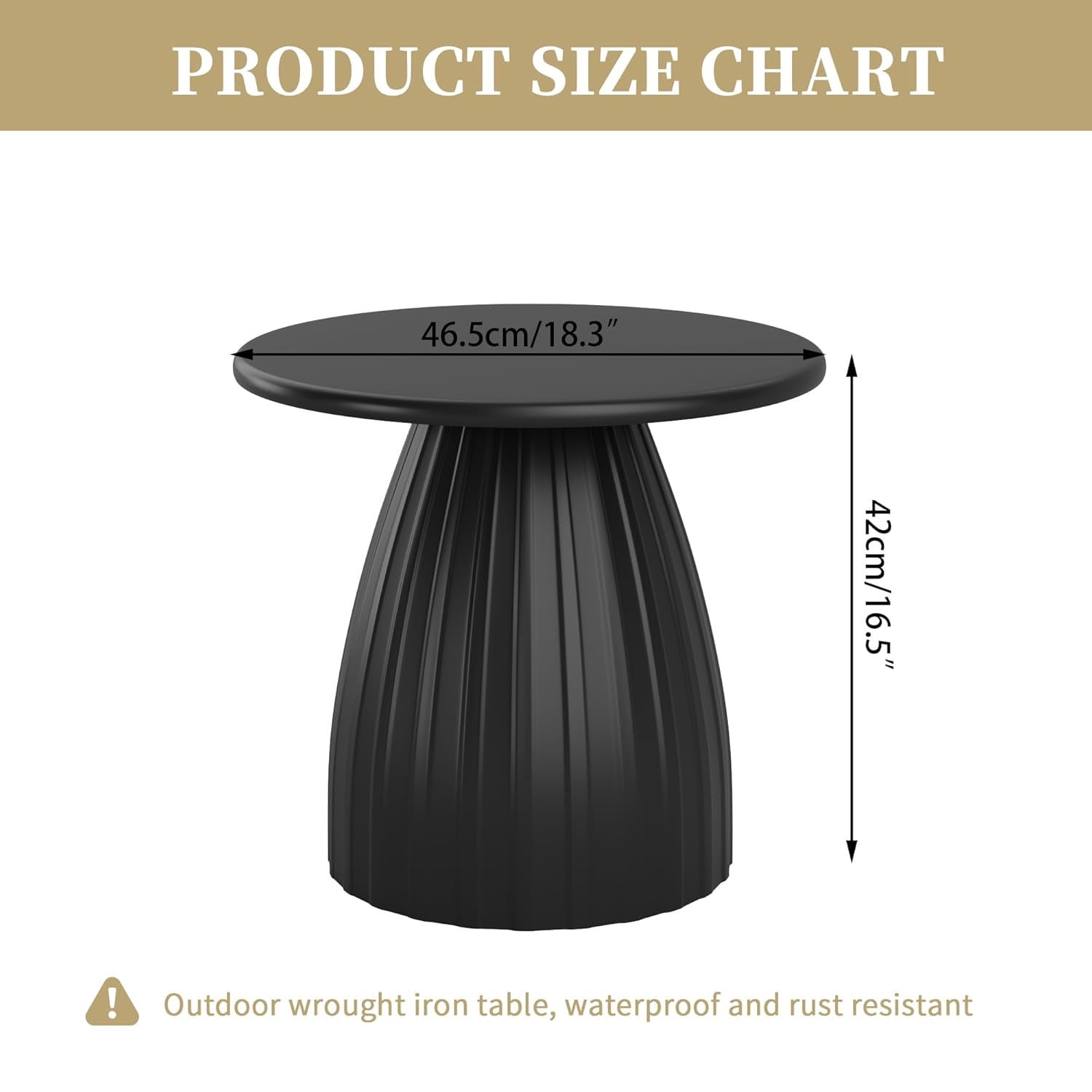 Round End Table for Living Room, Metal Small Side Table, Modern Nightstand Tea Table for Living Room, Black