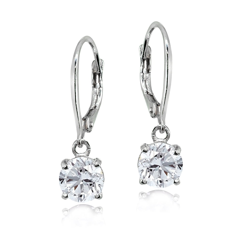 0.5IN x 0.5IN Sterling Silver Synthetic CZ Rhodium Plated Claddagh Post Earrings 