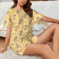 thumbnail image 4 of Balery mouse and cheese Conjunto de Pijama para Mujer con Estampado, Dos Piezas de Manga Corta y Shorts, Ropa de Dormir Suave con Cuello Redondo y Bolsillos-Small, 4 of 6