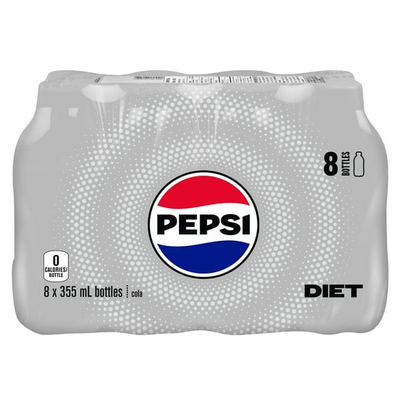 Pepsi Diet Cola 8 x 355 mL, Bottles, 8x355mL