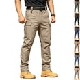 thumbnail image 2 of Mens Work Pants Cargo Tactical Stretch Casual Waterproof Outdoor Travel Hiking Pant with Multi Pockets(No Belt) Khaki 3XL, 2 of 9