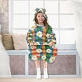 thumbnail image 7 of FORMRS Wearable Blanket Hoodie with Sleeves for Kids Cozy Flannel Sweatshirt, Green Checkered Daisy, 7 of 7