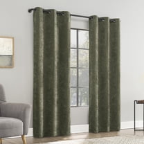 Sun Zero Isidora Velvet Magnetic Closure 100% Blackout Grommet Curtain Panel, 40"W x 96"L, Olive Green