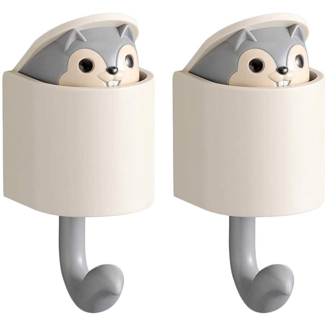 Gancho adhesivo Gancho de ardilla, Gancho para colgar en la pared de plástico autoadhesivo impermeable sin rastro 2 PCS (Gris) JAMW Sencillez